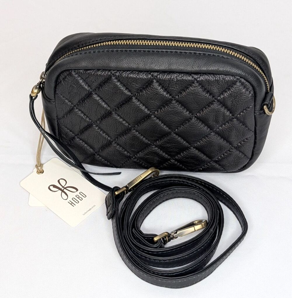 Hobo Clover Crossbody - Black Quilted Soft Hide Leather, NWT, Rare!